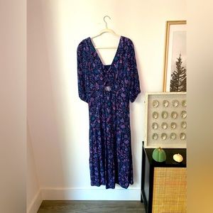 Goodthreads Fluid Twill Puff Sleeve Cut-Out Maxi Dress, Size XL